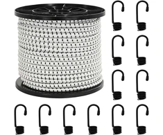 Bungee virvės su kabliukais 10 mm Juoda ir Balta PP ir guma