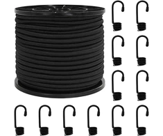 Bungee virvės su kabliukais 10 mm Juoda PP ir guma