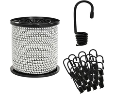 Bungee virvės su kabliukais 4 mm Juoda ir Balta PP ir guma