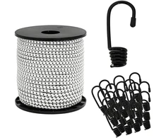 Bungee virvės su kabliukais 6 mm Juoda ir Balta PP ir guma