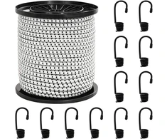 Bungee virvės su kabliukais 6 mm Juoda ir Balta PP ir guma