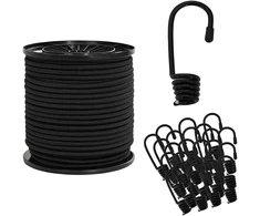Bungee virvės su kabliukais 6 mm Juoda PP ir guma
