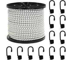 Bungee virvės su kabliukais 8 mm Juoda ir Balta PP ir guma