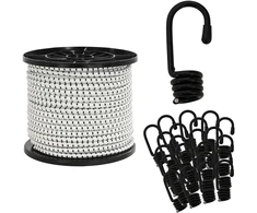 Bungee virvės su kabliukais 8 mm Juoda ir Balta PP ir guma