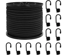 Bungee virvės su kabliukais 8 mm Juoda PP ir guma