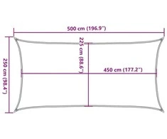 Burė nuo saulės, smėlio, 2,5x5m, HDPE, 160g/m², stačiakampė