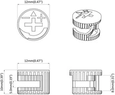 Cam užrakto veržlės 12 vnt. Sidabro 12 x 10 mm Metalas