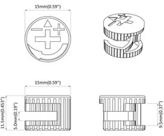 Cam užrakto veržlės 12 vnt. Sidabro 15 x 11,5 mm Metalas