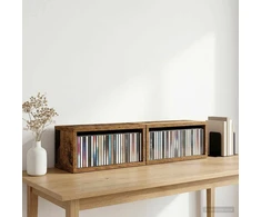 CD saugojimo stovas 2 vnt. Ąžuolo mediena 40 x 17 x 17 cm