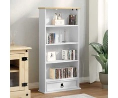 CD spintelė Balta 52 x 17.5 x 103 cm Kietos pušies mediena