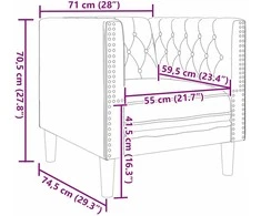 Sofa Šviesiai pilka 74,5 x 71 x 70,5 cm Aksomas