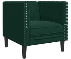 Česterfildo sofa-kėdė, tamsiai žalia, aksomas