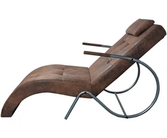 Chaise Longue su pagalve, rudos zomšos išvaizdos audinys