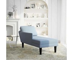 Sofa Chaise Lounge su pagalvės mėlynu velveto audiniu