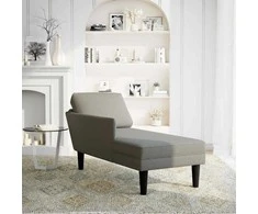 Sofa Chaise Lounge su pagalvės šviesiai pilku velveto audiniu