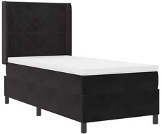 Kiemas lova su LED juostelėmis Juoda 100 x 200 cm Aksomas