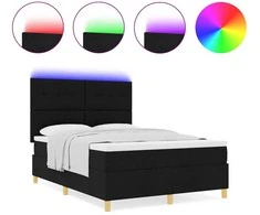 LED Čiužinio Lova su galvūgalio Juoda 140 x 200 cm audinys