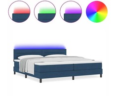 Kiemas lova su čiužiniu su LED Mėlyna 200 x 200 cm audinys
