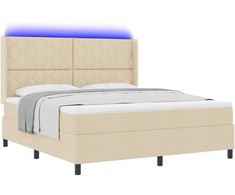 LED Čiužinio Lova su galvūgalio Kreminė 180 x 200 cm audinys