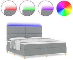 LED Čiužinio Lova Šviesiai pilka 200 x 200 cm audinys