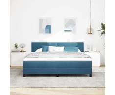 LED Čiužinio Lova su LED Tamsiai mėlyna 180 x 200 cm Aksomas
