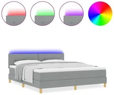 LED Čiužinio Lova Šviesiai pilka 180 x 200 cm audinys