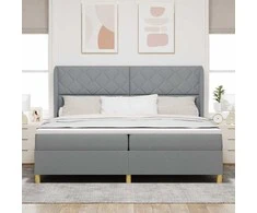 Kiemas lova su čiužiniu Šviesiai pilka 200 x 200 cm audinys