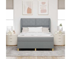Kiemas lova su galvūgalio Šviesiai pilka 190 x 140 cm audinys