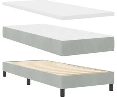 Kiemas lova su galvūgalio Šviesiai pilka 80 x 200 cm Aksomas