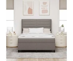 Kiemas lova su čiužiniu Taupe 200 x 140 cm audinys