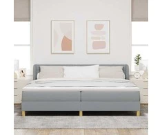 Kiemas lova su čiužiniu Šviesiai pilka 200 x 200 cm audinys