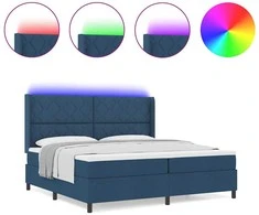 LED Čiužinio Lova su galvūgalio Mėlyna 200 x 200 cm audinys