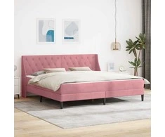 Lovos rėmas su čiužiniu su čiužiniu Rožinė 200 x 200 cm Aksomas