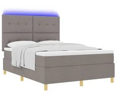 LED Čiužinio Lova su čiužiniu Taupe 140 x 200 cm audinys