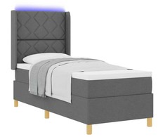 Kiemas lova su LED juostelėmis Pilka 80 x 200 cm audinys