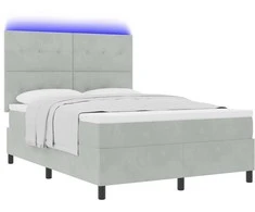LED Čiužinio Lova Šviesiai pilka 140 x 190 cm Aksomas