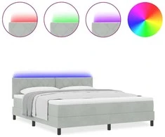 LED Čiužinio Lova Šviesiai pilka 180 x 200 cm Aksomas