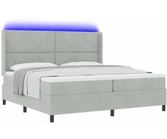 Kiemas lova su čiužiniu Šviesiai pilka 200 x 200 cm Aksomas