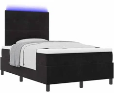 LED Čiužinio Lova su čiužiniu Juodas 120 x 200 cm Aksomas
