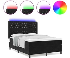 Kiemas lova su LED juostelėmis Juoda 140 x 200 cm Aksomas