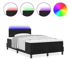 LED Čiužinio Lova su LED juostelėmis Juoda 120 x 200 cm Aksomas