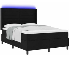 LED Čiužinio Lova su čiužiniu Juoda 140 x 190 cm audinys