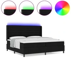 LED Čiužinio Lova su čiužiniu Juoda 200 x 200 cm audinys