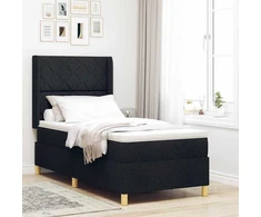 Kiemas lova su LED juostelėmis Juoda 90 x 200 cm audinys