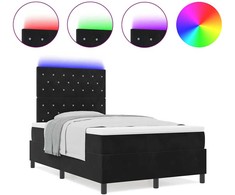LED Čiužinio Lova su čiužiniu Juodas 120 x 200 cm Aksomas