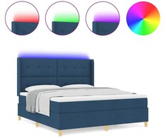Kiemas lova su LED juostelėmis Mėlyna 180 x 200 cm audinys