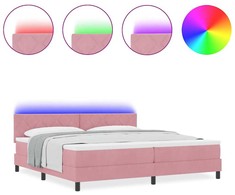 LED Čiužinio Lova su galvūgalio Rožinė 200 x 200 cm Aksomas