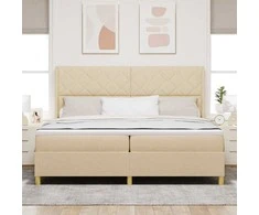 Kiemas lova su LED juostelėmis Kreminė 200 x 200 cm audinys