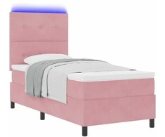 LED Čiužinio Lova su čiužiniu Rožinė 100 x 200 cm Aksomas