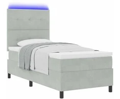 LED Čiužinio Lova Šviesiai pilka 90 x 200 cm Aksomas